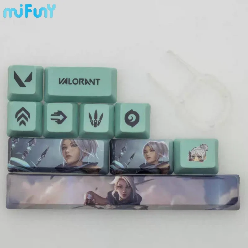 MiFuny VALORANT JETT Keycaps 10/119 Keys Customized ASA Profile Anime KeyCap for Rainy75 Accessories Keyboard Key Caps Gifts