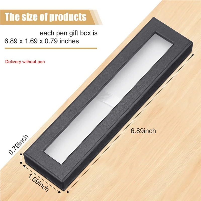 64 قطعة علبة هدايا فارغة من الورق المقوى الأسود مع نافذة شفافة لعرض قلم حبر جاف للمجوهرات