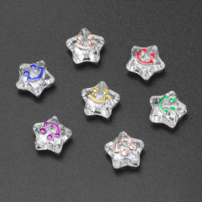 50/100 قطعة الخرز الاكريليك الشفاف مع الملونة ابتسامة نمط سحر ستار الخرز لصنع المجوهرات DIY بها بنفسك مجوهرات الخرزة اكسسوارات #6