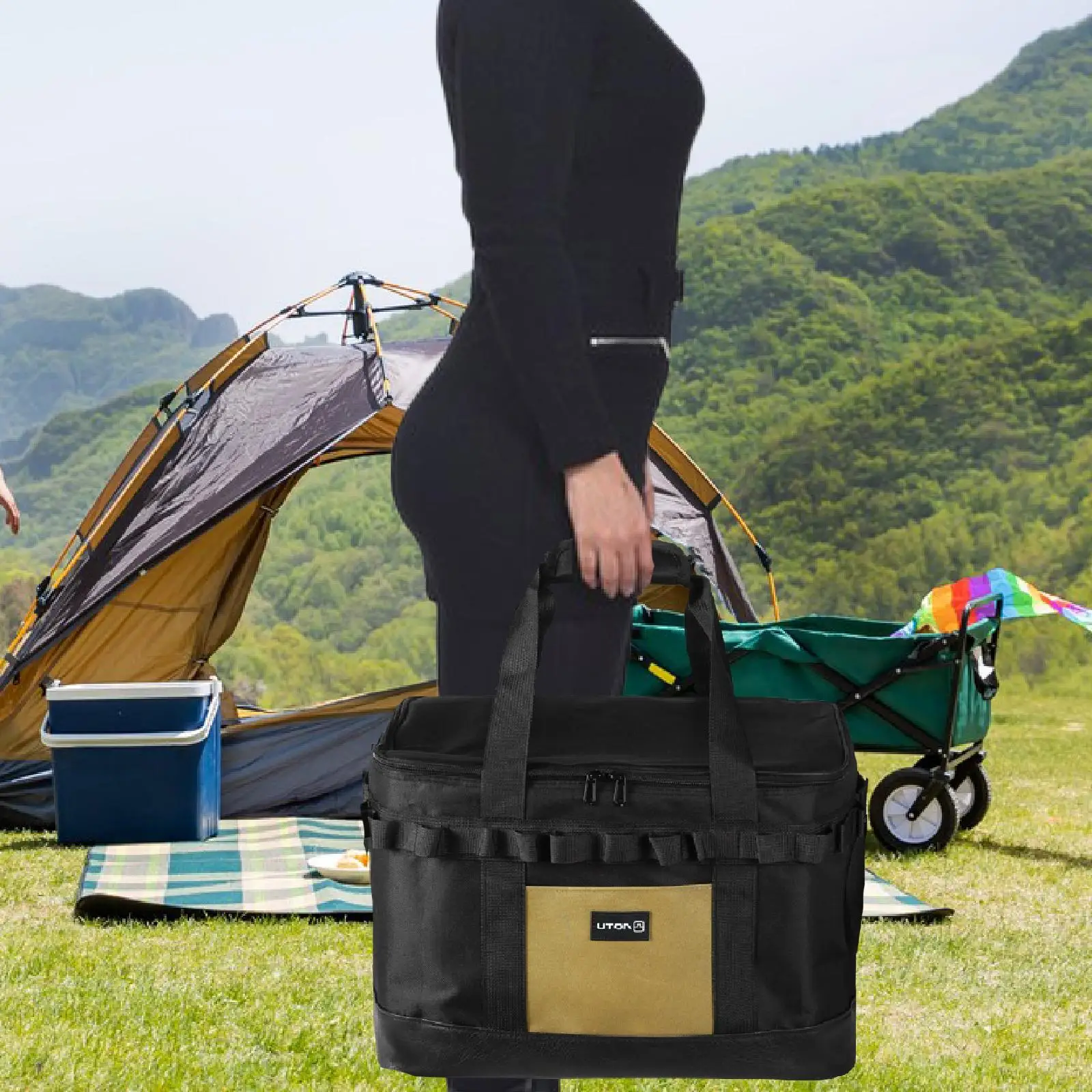 

Camping Storage Bag with Lid Gas Tank Storage Bag for Hiking Barbecue Garage