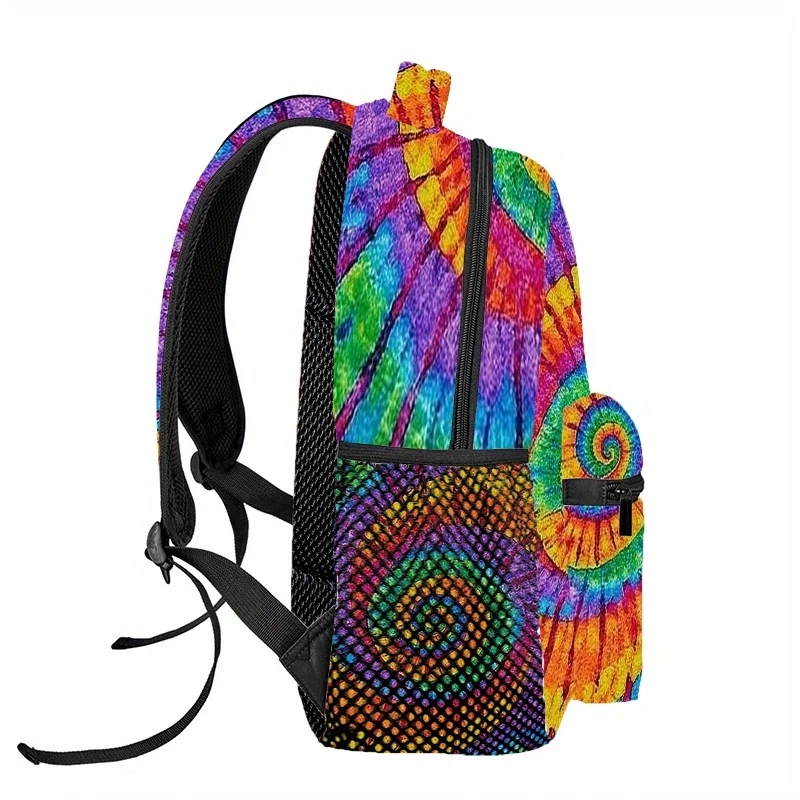 Blush Rainbow Spiral Tie Dye Color Customizable Custom Patterns Available Travel Backpack Hiking Sports Backpack Laptop Bag