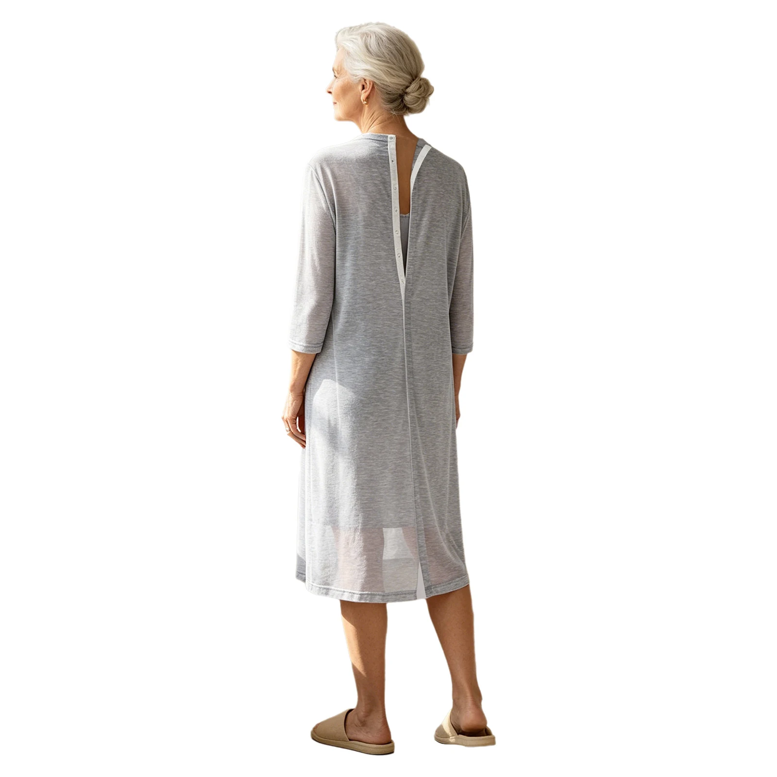 Women Elderly Adaptive Jacket Front Back Button-down Long Sleeve Patch Pockets Knitted Cardigan Outerwear Special Needs Clothes