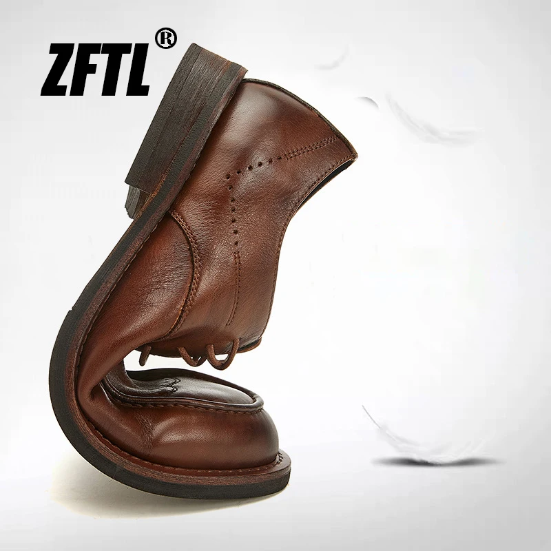 ZFTL – chaussures brogue en cuir véritable pour hommes, nouvelle couche de tête en peau de vache, chaussures d'affaires décontractées, chaussures formelles à lacets