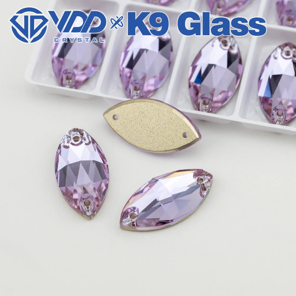 VDD S122 Violet Navette AAAAA Top Quality K9 Glass Sew On Rhinestone Crystal Flatback Sewing Strass Stones Garment Wedding Dress