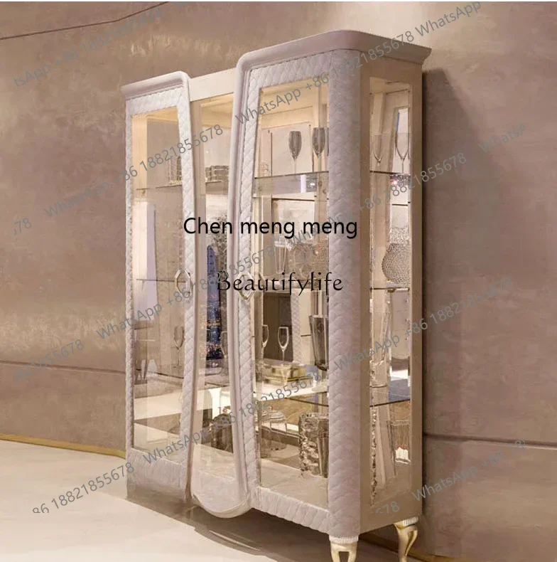 xzzItalian Minimalist Glass Door Display Wine Cabinet Hong Kong-Style Light Luxury Wine Rack Display Cabinet