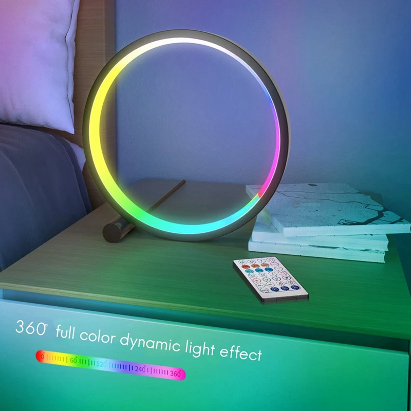 Veilleuse LED intelligente RVB colorée, éclairage de photographie, commande vocale, anneau à 360 °, remplissage de lumière en direct 514-plus