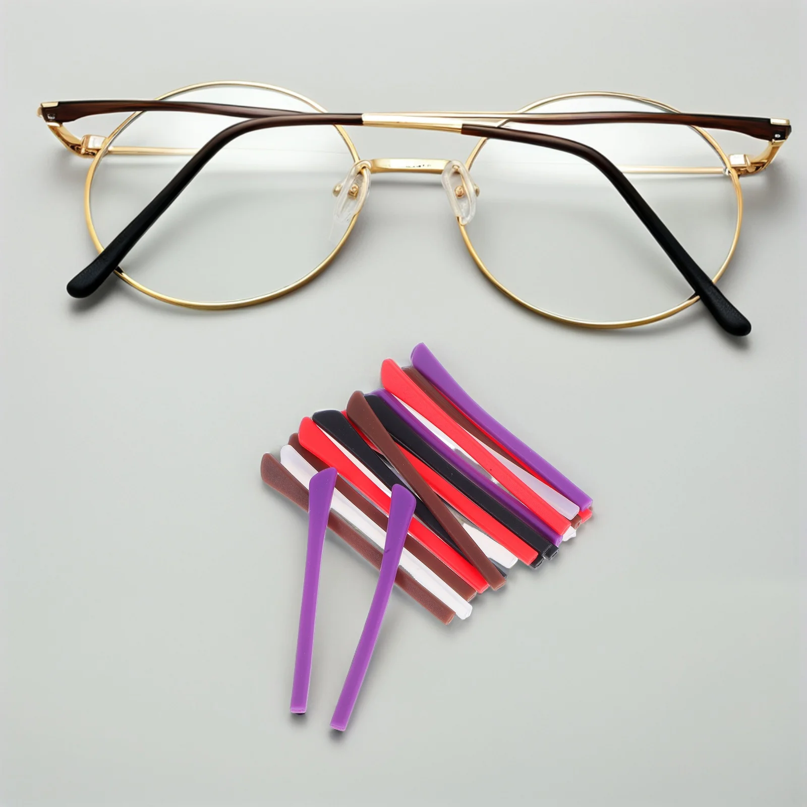 

10Pairs Silicone Eyeglass Temple Grips Anti Slip Protection Comfortable Fit Universal Size Easy Replacement Eyeglass