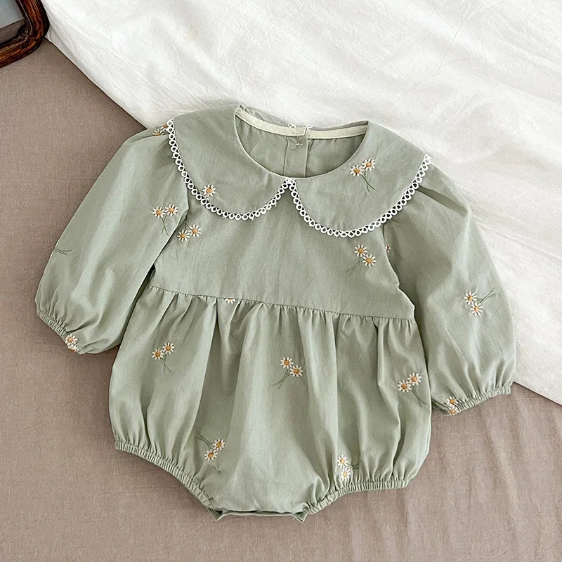 Autumn Newborn Girls Romper Baby Clothes Baby Embroidered Flowers Romper Long Sleeve Jumpsuit Climb Clothes Baby Cotton Clothing