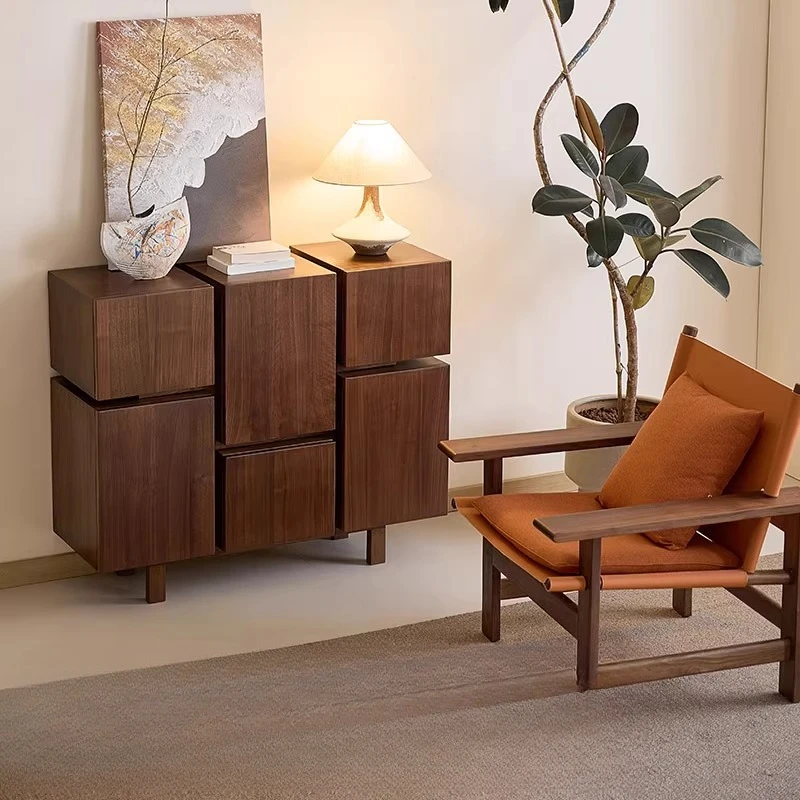 

North American black walnut dining side cabinet living room wall integrated locker storage cabinet solid wood household bedroom