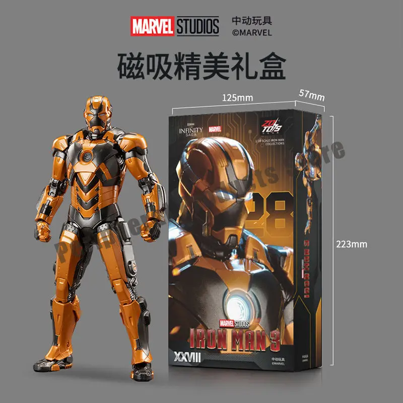 Zd Toys 1/10 Scale Marvel Iron Man Mk28 Action Figure Original Product Collectible Model Official Adult Birthday Gift