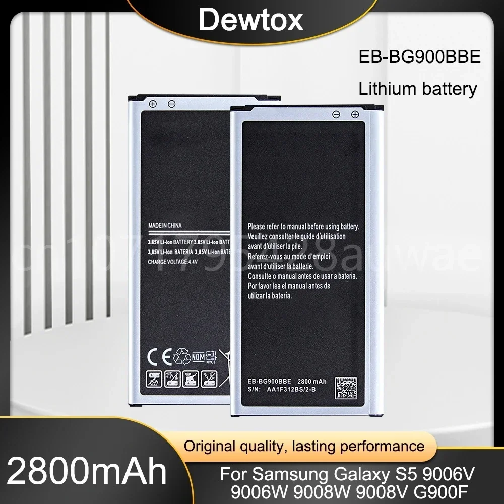 For Samsung S5 Battery for Galaxy S 5 SM G900 G900S G900I G900F G900H 2800mAh EB-BG900BBE Replacement Battery EB BG900BBE