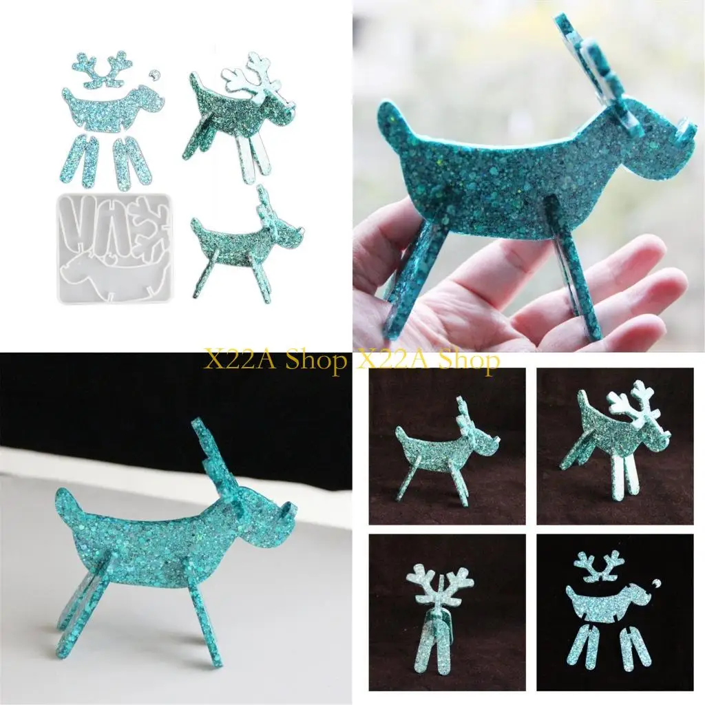 Unique Christmas Decoration Silicone Mold Reindeer Figurine Desktop Ornament Mould