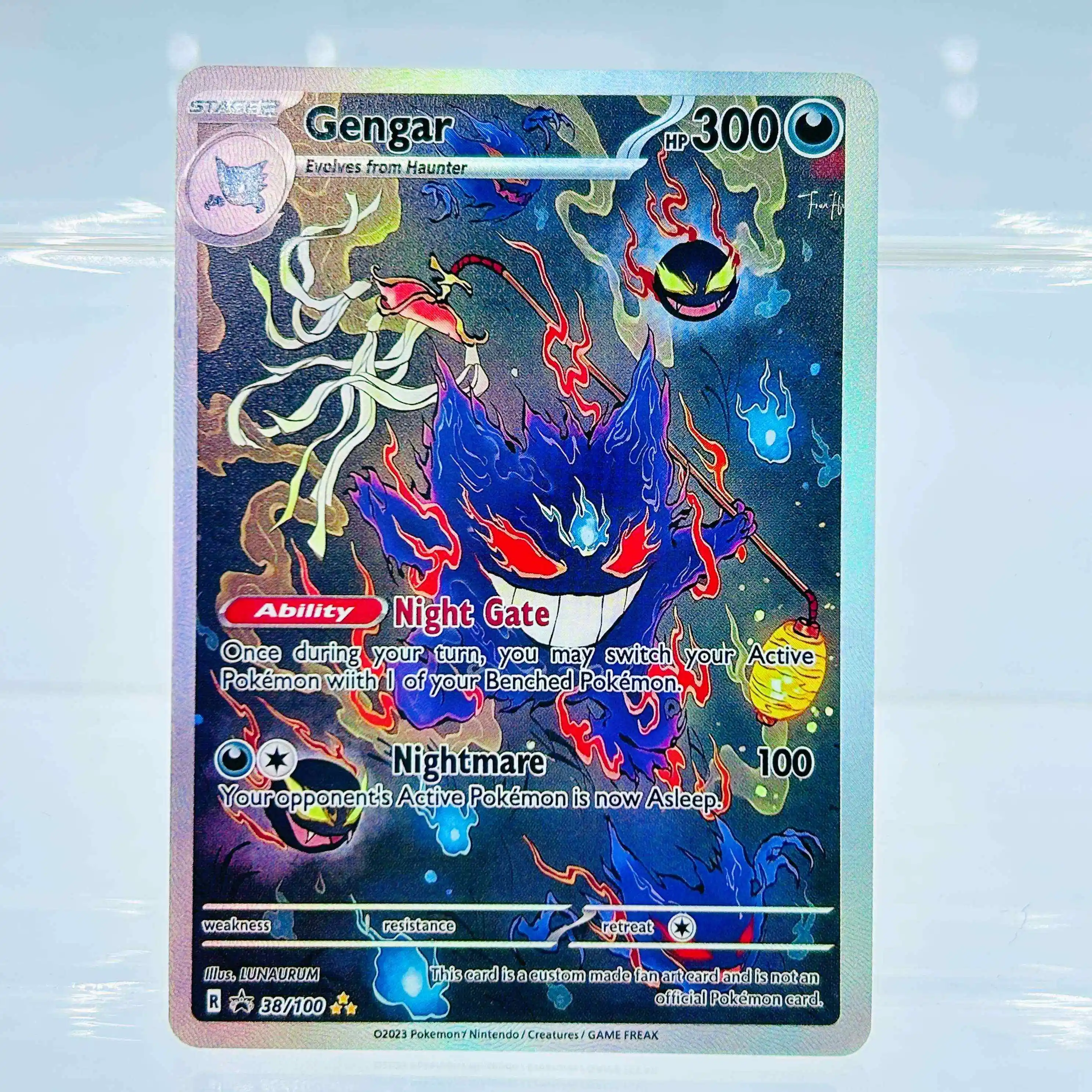 

2023 English Gengar Full Art Holo Rare DIY Textured Fan Art Pokemon Card - Mint Collectible