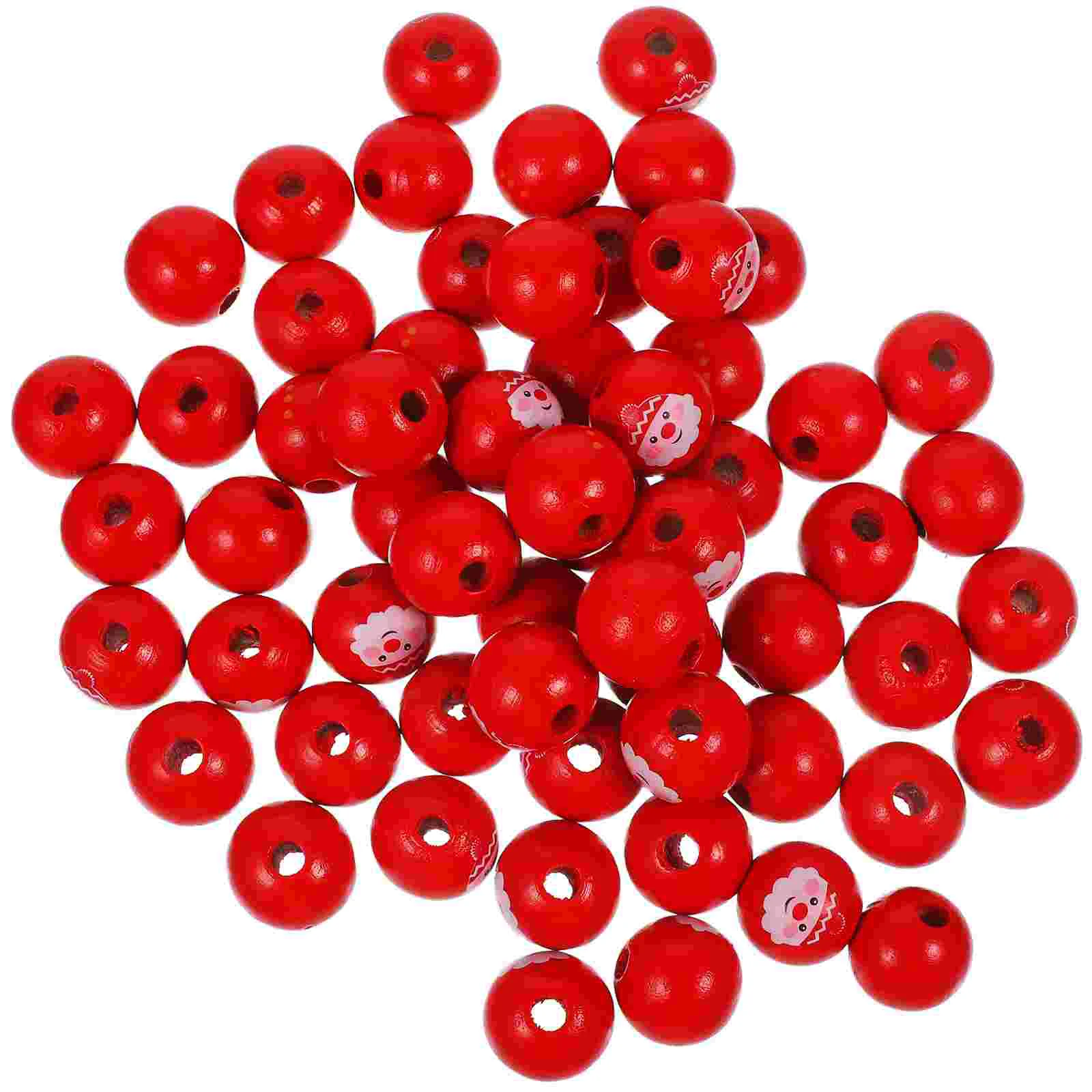 

60 Pcs Christmas Wooden Beads DIY Handmade Home Holiday Party Decoration (Santa Face*30+Christmas Belly*30) 60pcs Jewelry