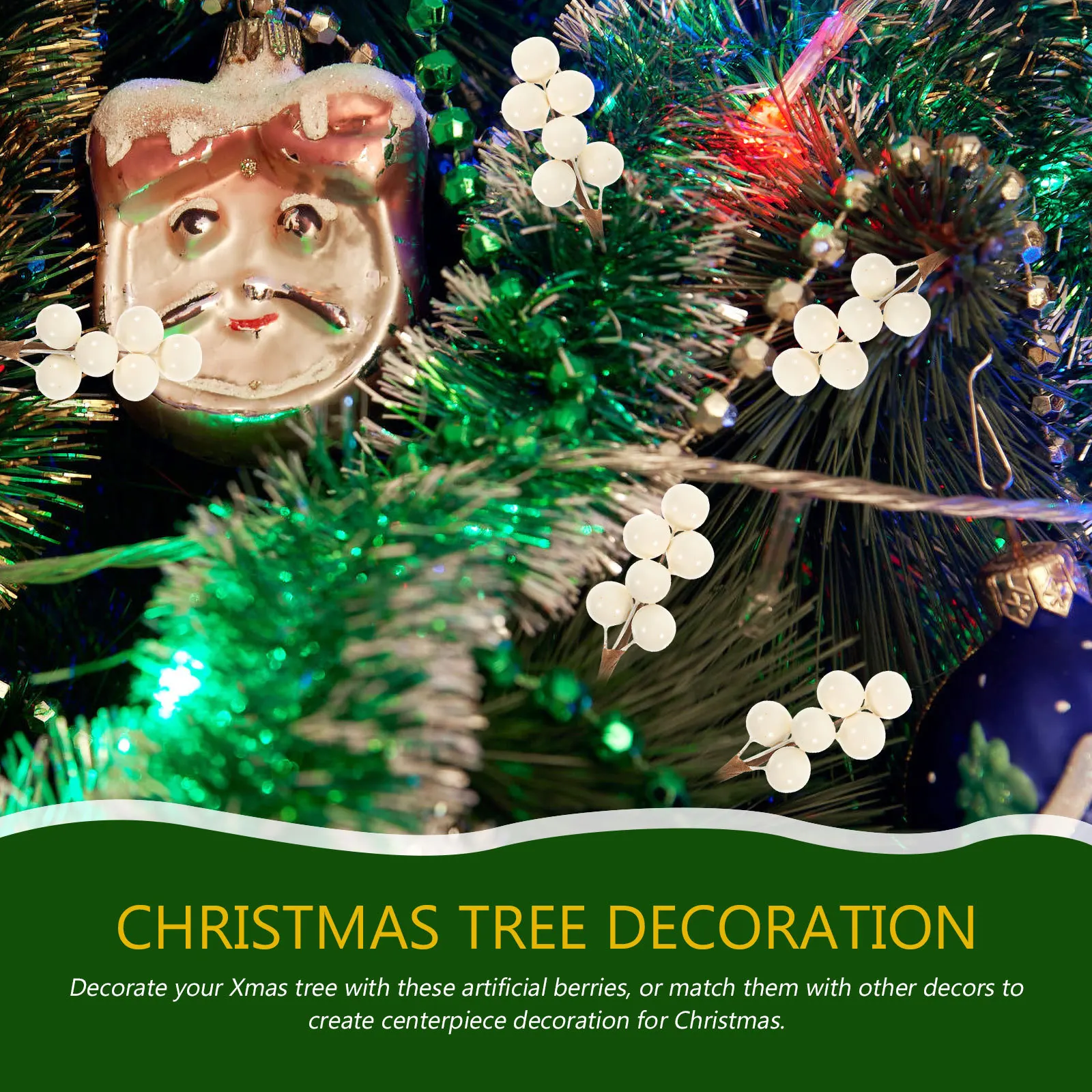 

30Pcs Simulation Berry Picks Artificial Berry Stems Christmas Tree Decor Holiday Season Decoration DIY Wreath Making