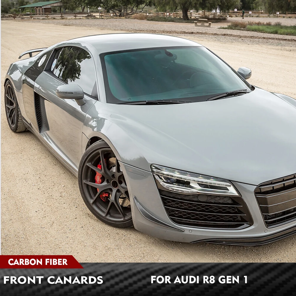 Alerones Delanteros de Fibra de Carbono para Audi R8 V8 V10 2008-2015 Gen 1, Alerones, Aletas, Spoiler, Cubierta de Splitter, Kits de Carrocería de Carreras