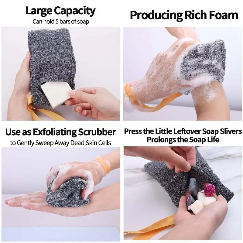 New 10/50pcs Soap Pocket Exfoliating Soap Saver Pouch Body Scrubber Rough Sponge Exfoliator for Bath or Shower Mesh Bar Soap