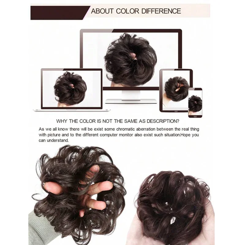 فوضوي كعكة شعر مستعار متموج مجعد Scrunchies الاصطناعية Chignon ذيل حصان وصلات شعر سميكة أوبدو قطع الشعر للنساء الفتيات