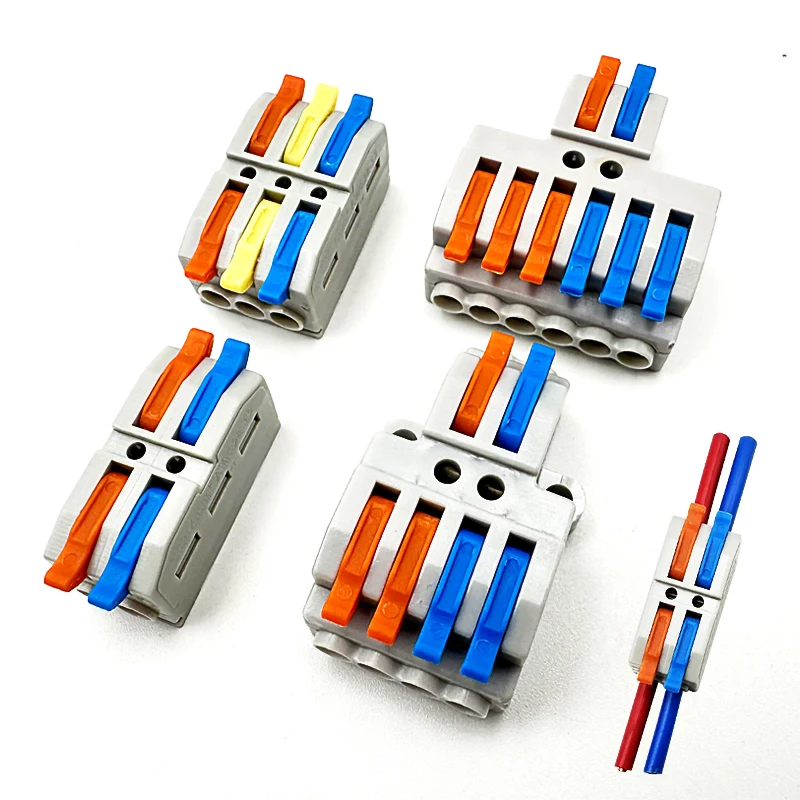 

Miniature fast cable conductor connector, universal compact 2/3 bit wire hole, 2 in 4 out 6 out fast wiring terminal module