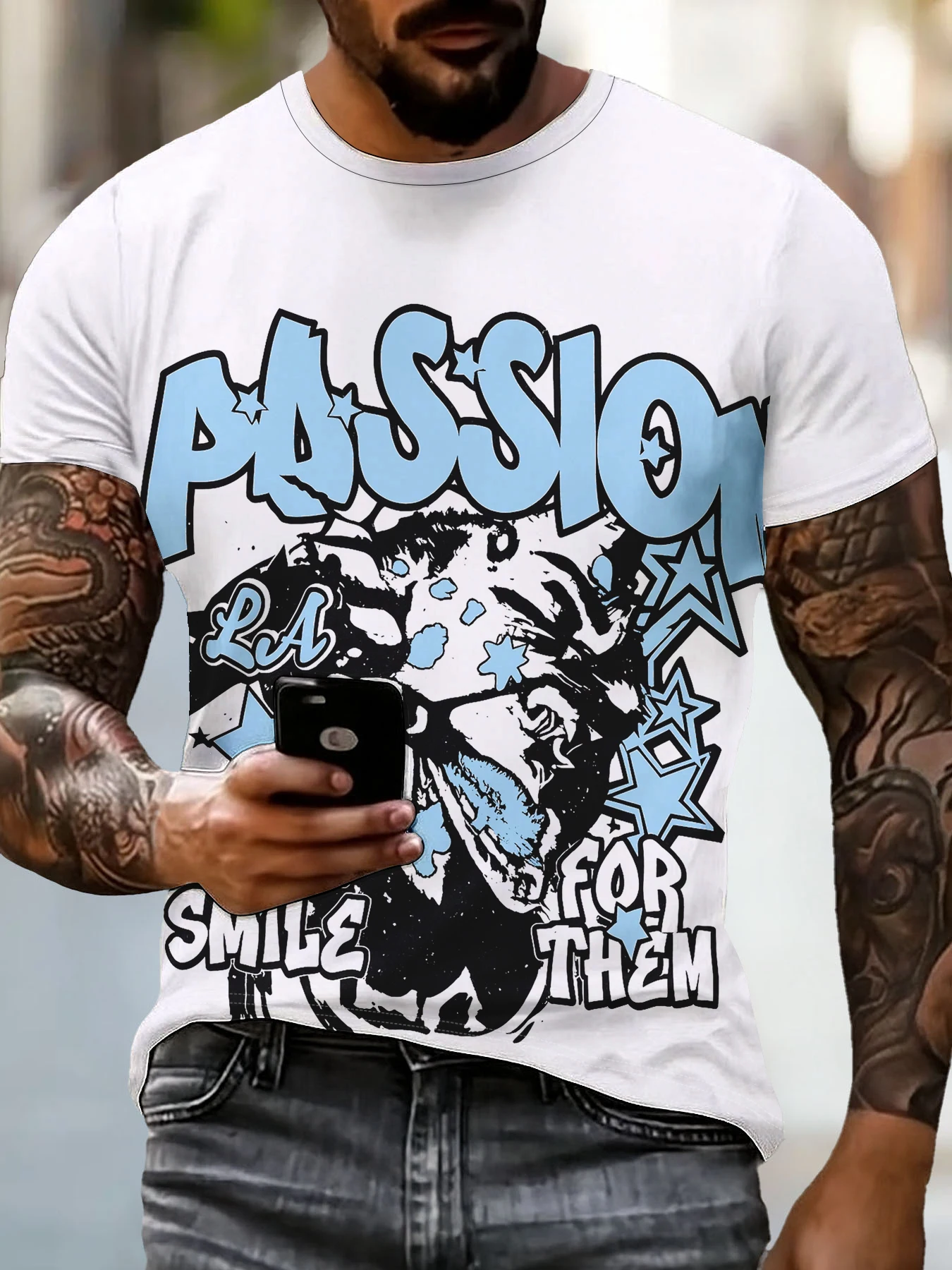 

2025 Summer New Men's T-shirt Breathable lightweight casual roller skating 3D printed outdoor men's T-shirt