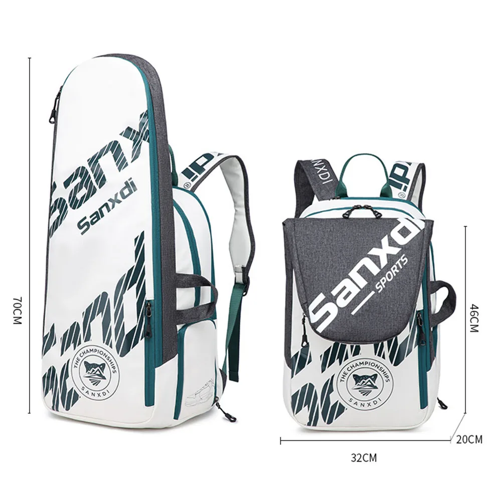 Backpack Designed for Tennis Paddles and Rackets Featuring Dedicated Laptop Sleeve and Separate Shoe Compartment