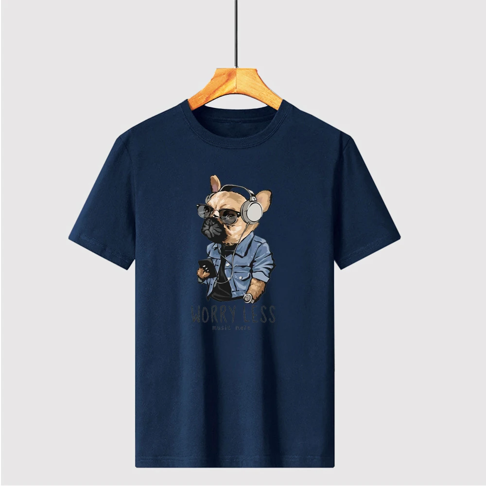 T-shirt imprimé chien cool pour hommes, manches courtes, pur coton, t-shirts confortables pour hommes, t-shirt rétro Y2K, été le plus récent