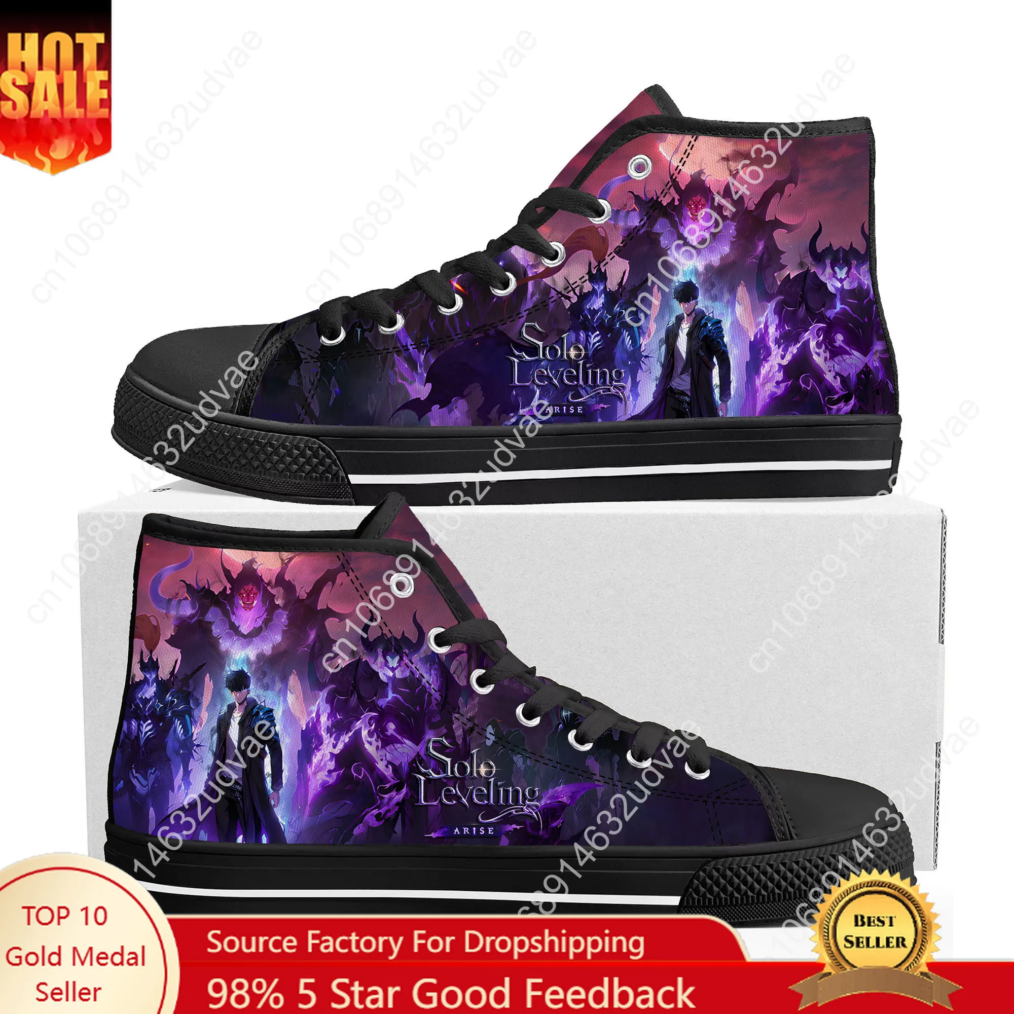 

Solo Leveling Wiki High Top Shoes Men Women Teenager Sneakers Canvas High Quality Sneaker Custom Made Couple Shoe Black Sole