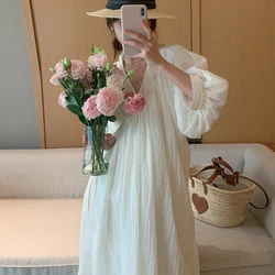 One Piece Elegant Women's Dresses 2022 New Summer Trend Lantern Sleeves Solid Designer Vestidos For Women