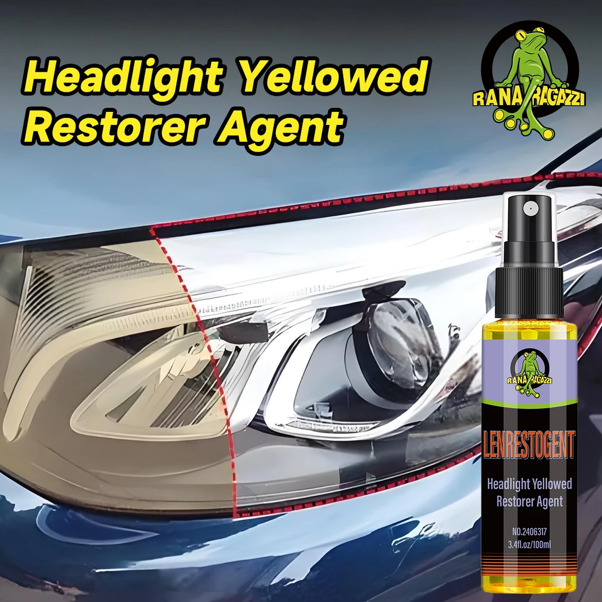 Car Headlight Restorer Agent Repair Headlight Yellowed Cloudy Dull Car Lamp Polisher Cleaning Restoration LENRESTOGENT