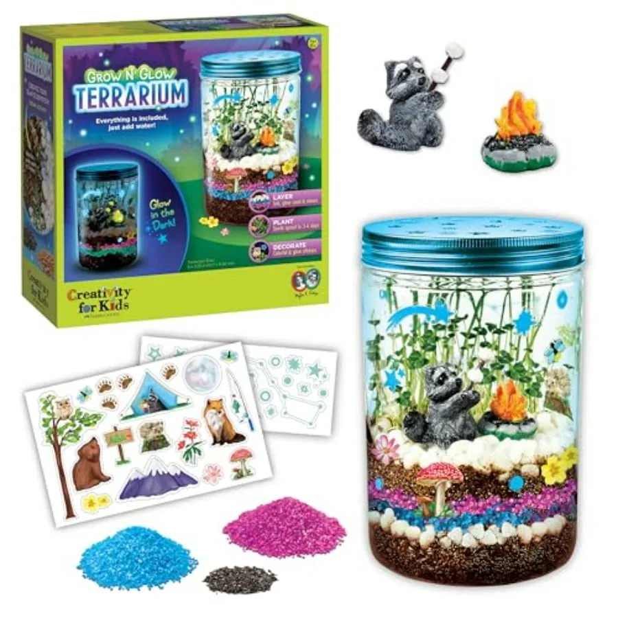 Creativity for Grow 'N Glow Terrarium Kit - Educational Science Kits Spring Crafts for Gifts for Boys and Girls Craft and STEM