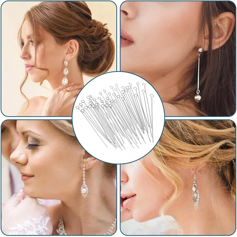 【RECOMENDAR】مجموعة دبابيس الرأس 300 قطعة 1.6 بوصة 304 دبابيس عين مفتوحة من الفولاذ المقاوم للصدأ لصياغة قلادة المجوهرات #3