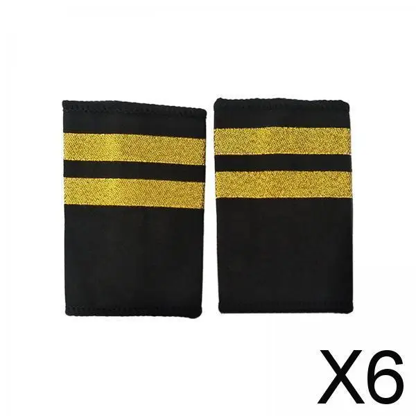

6x Airline Uniform Epaulets Cosplay Epaulette, Stylish with Gold Stripes Officer Shoulder Boards Insignia Sliders for Cosplay