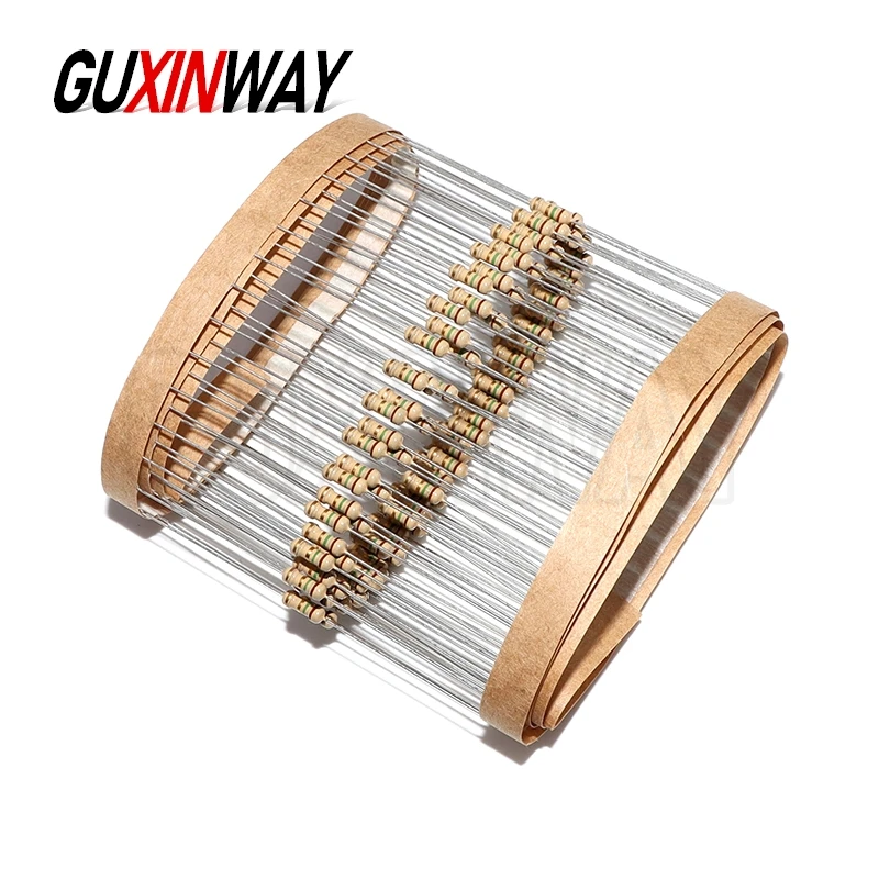 100 peças 1r-10m 10r 47r 100r 220r 1k 10k 4k7 100k 560k 1m3m3 ohm cor anel resistência 1/4w resistores de filme de carbono 5%