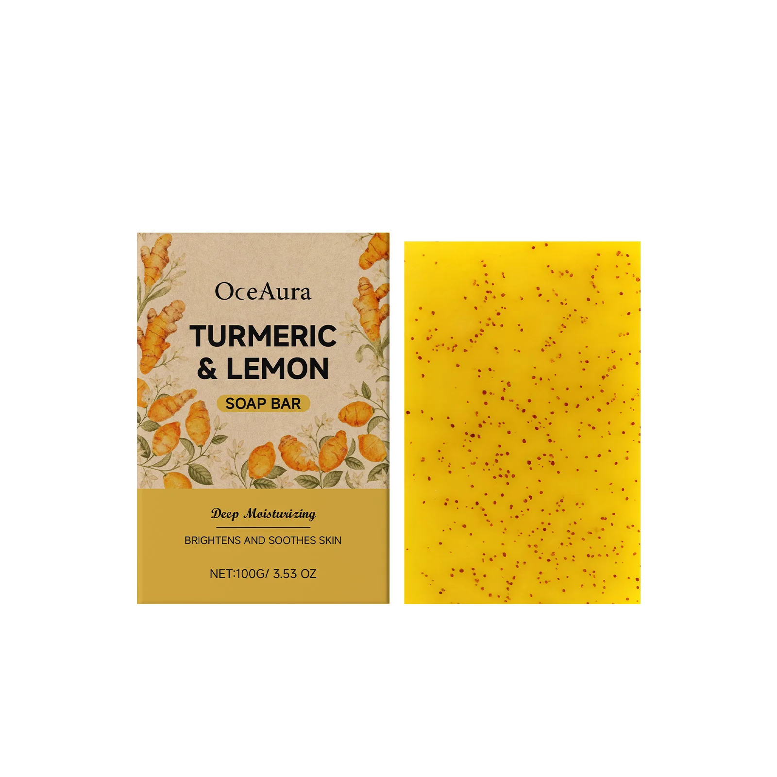 Repair Damaged Skin Turmeric Lemon Cleansing Soap Cleanses Skin Brightens Skin Tone Refreshing Moisturizing Fragrant Scent