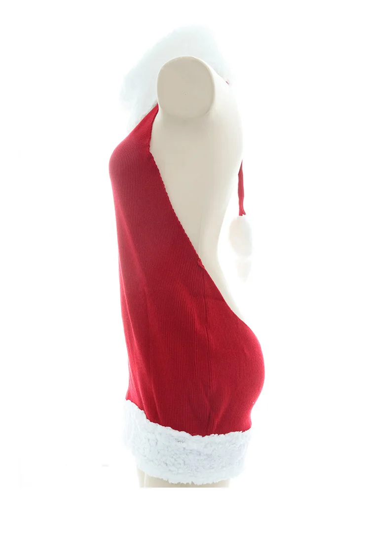 Vestido de suéter ahuecado con correa de corsé para mujer, suéter de cuello alto de pecho abierto, prendas de punto sin espalda, vestido de Cosplay de Anime de Navidad Sexy