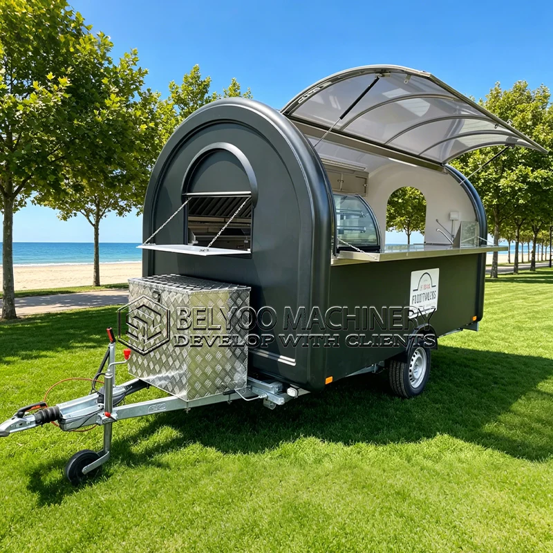 

Belyoo Custom Mobile Food Truck Trailer Fully Equipped Mobile Kitchen Outdoor Concession Cart Beer Snack Cold Drink
