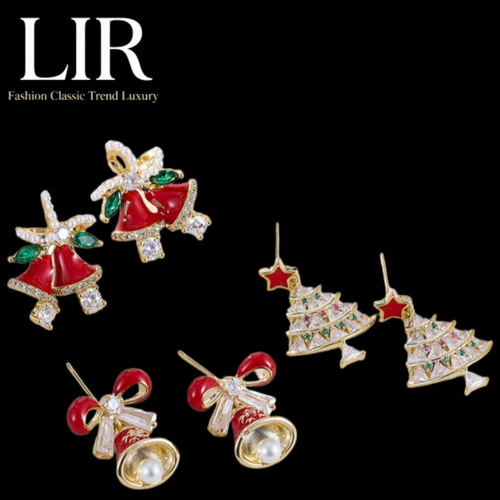 lir-orecchini-natalizi-rossi-da-donna-nuovo-stile-leggero-e-lussuoso-3-opzioni-arco-campanello-albero-atmosfera-festosa