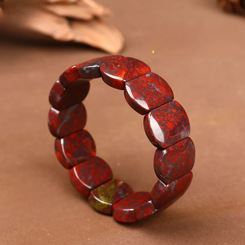 Pure Natural Red Eden Chicken Blood Stone Meteorite Hand Bracelet Natural Bracelet Chicken Blood High End Men's