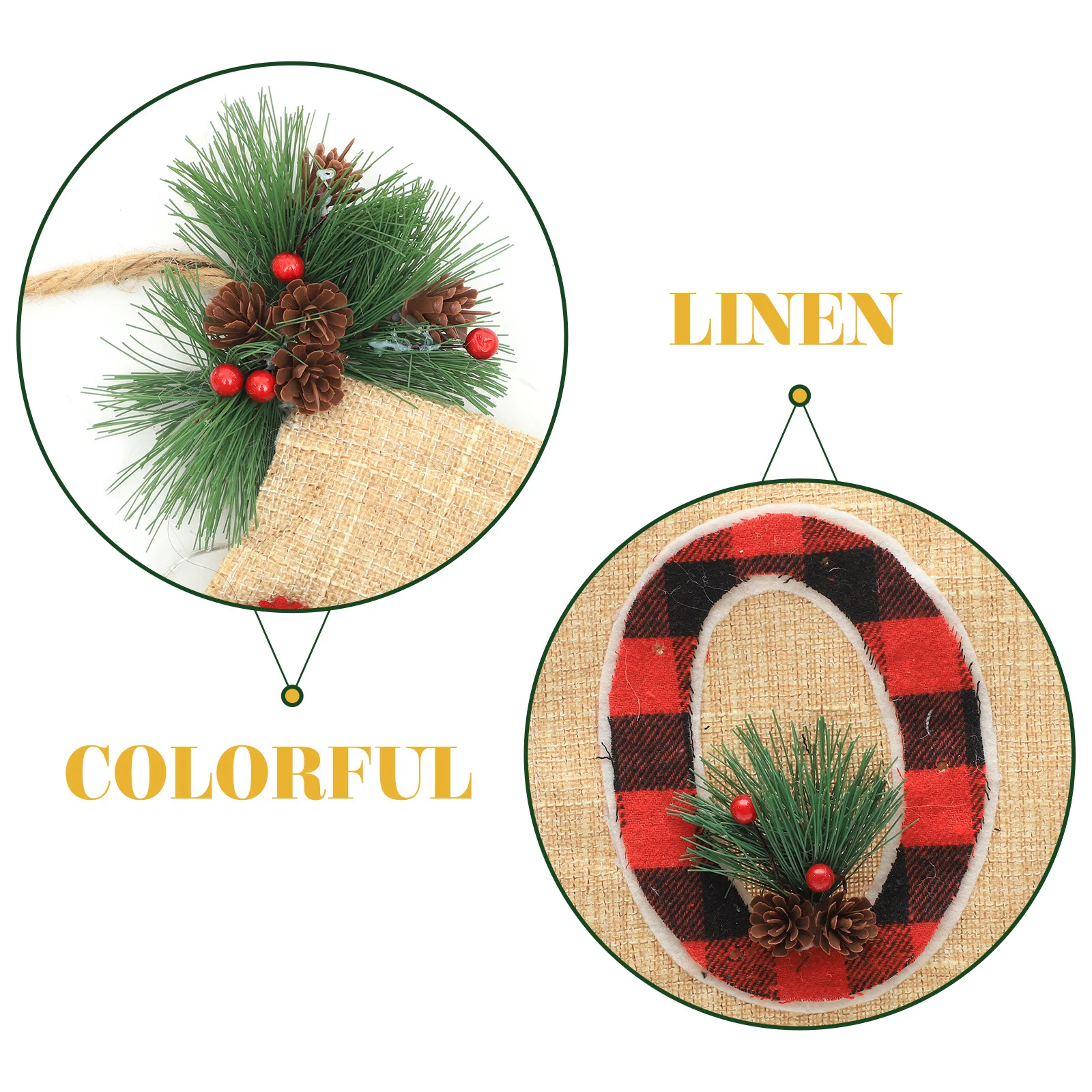 

1Set Glowing Christmas Banner with Lights Linen Material Xmas Party Supplies Hanging Garland Decoration for Home Office Pub