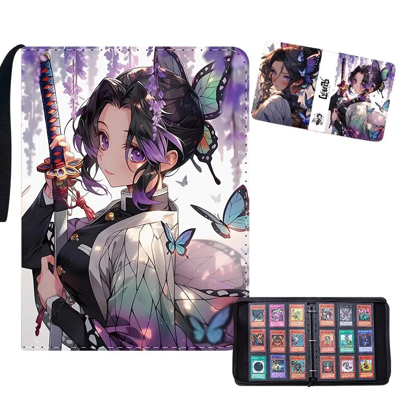 400/900pcs Demon Slayer Card Album Book Folder 4/9 Card Slots Collections Zipper Double Pocket Card Binder Holder