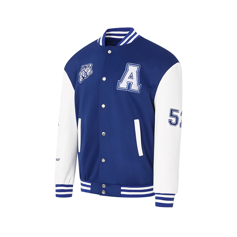 Matching Baseball Jackets for Couples Embroidery Stand Neck Long Sleeves Snaps Varsity Bomber Jacket Blue Green Black