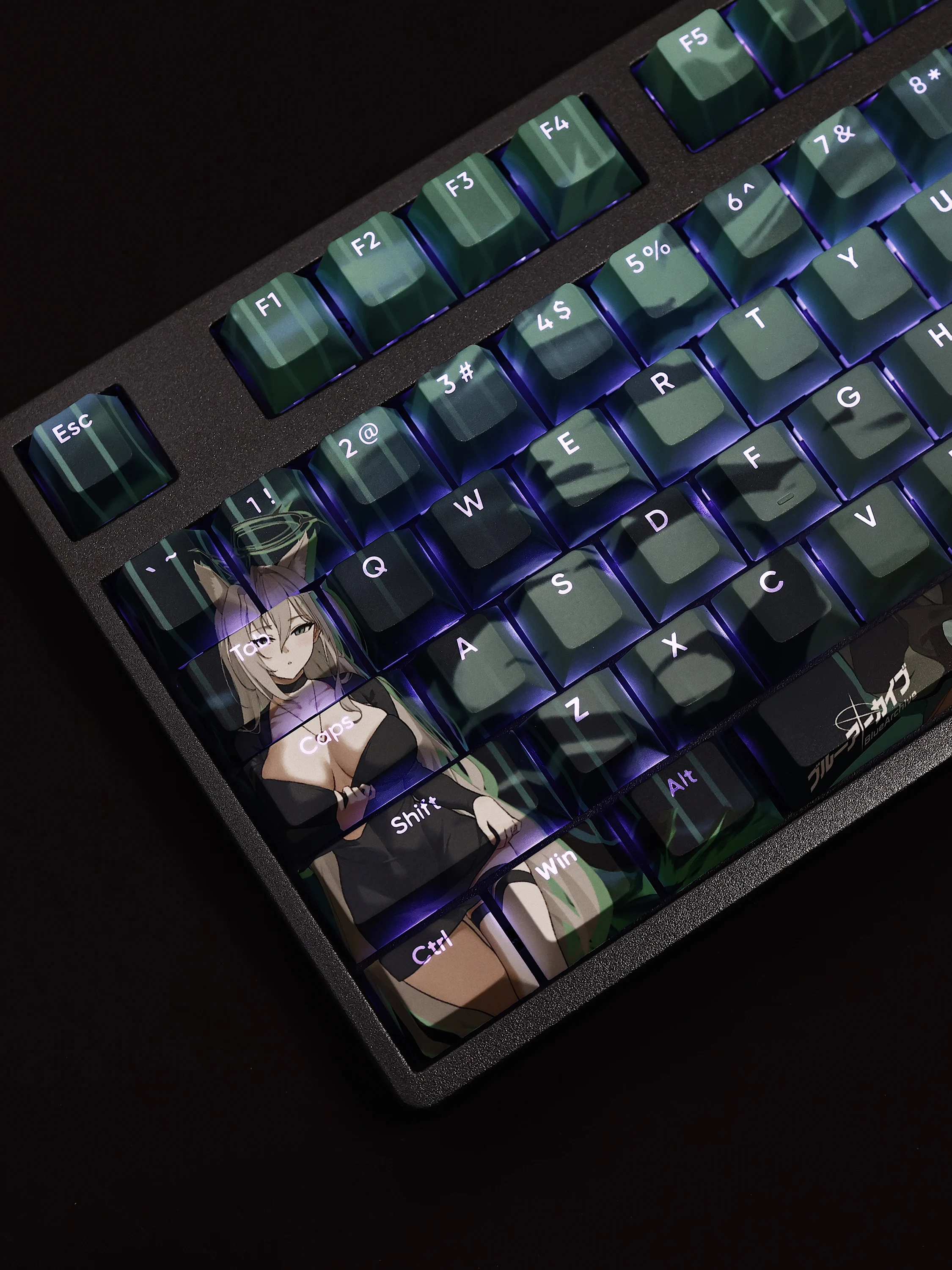 Sunaookami Shiroko 108 Keycap Blue Archive PBT DYE Sub Light Transmitting Cherry Switch Cross Key Cover for Mechanical Keyboard