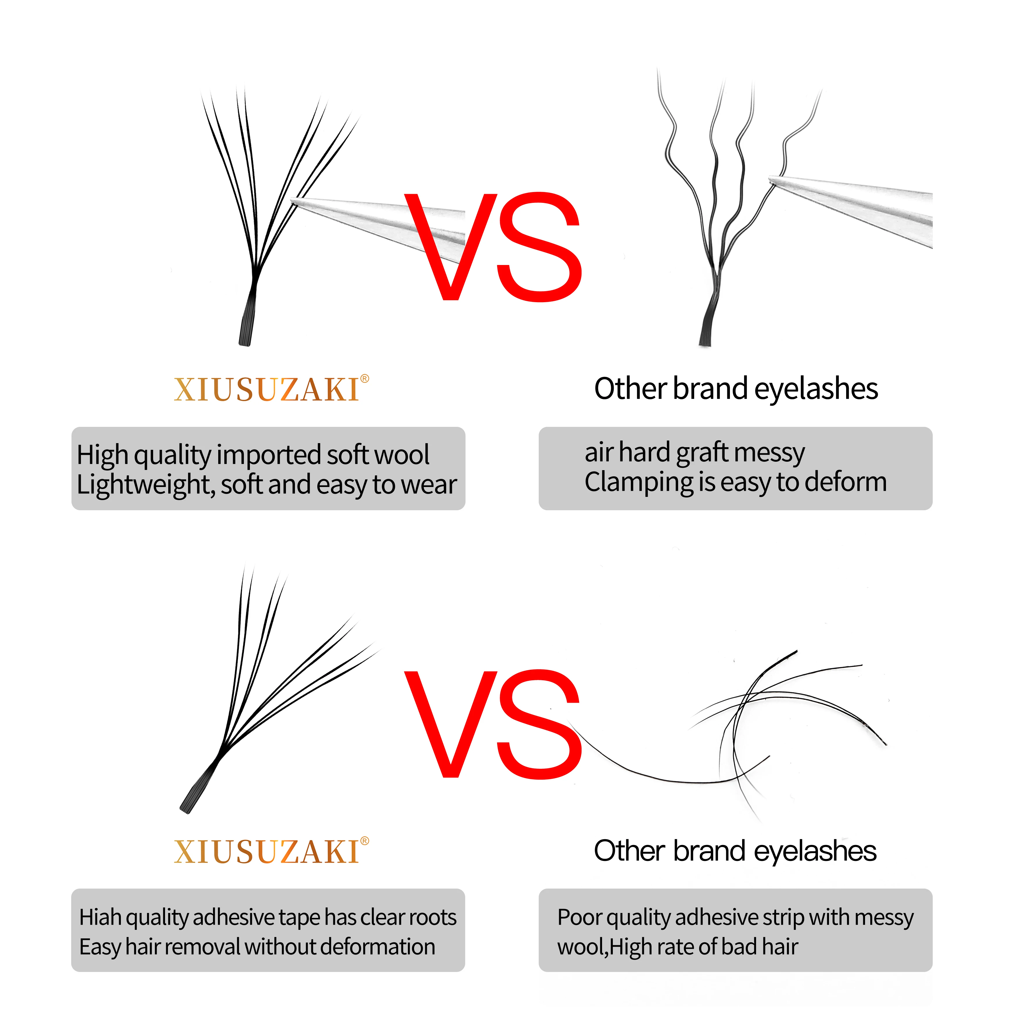 XIUSUZAKI 2-4D W型まつげエクステ 8DW C/Dカール 高品質4D Wダブルチッププレメイドファンつけまつげ