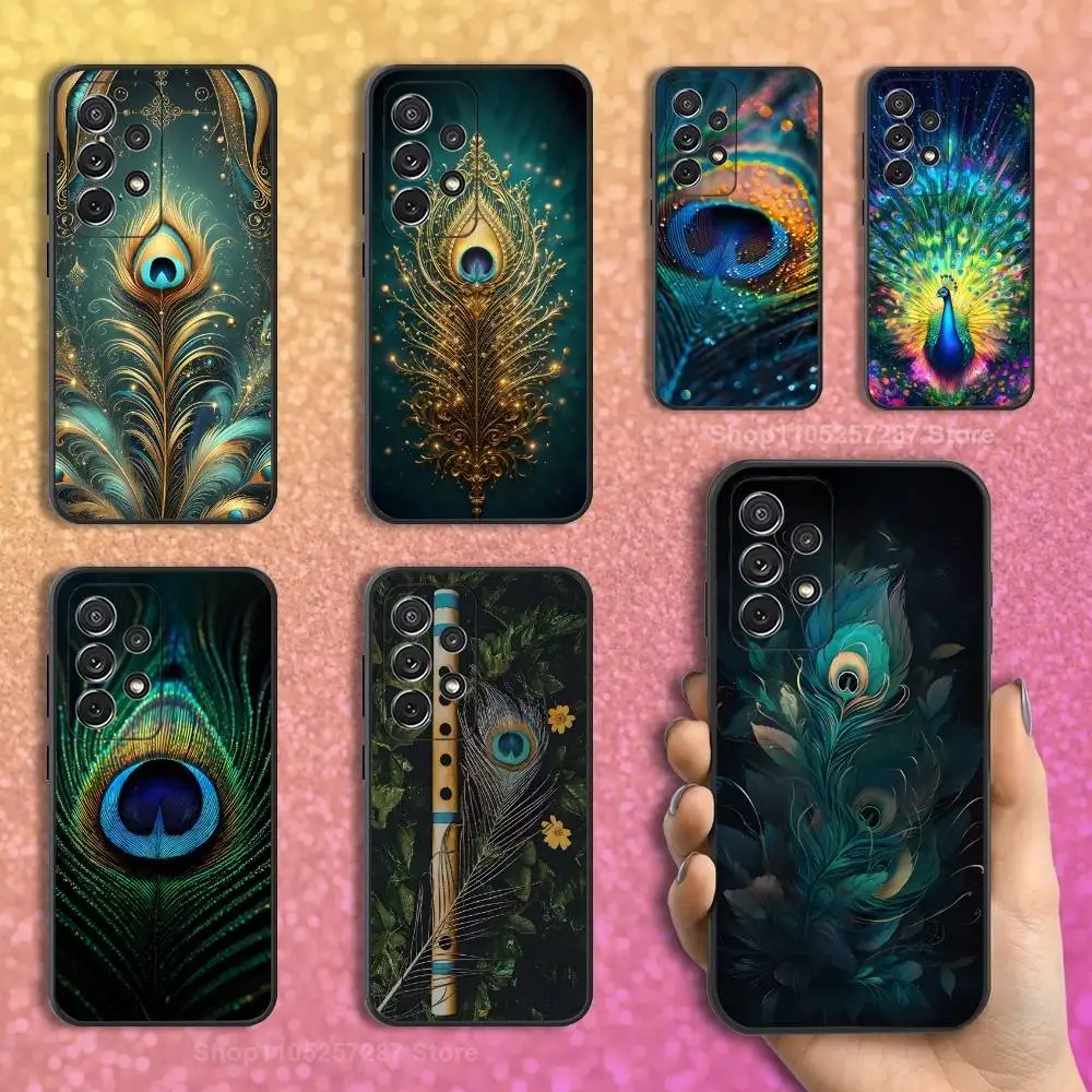 

Feathers Art Peacock Case For Samsung S23,S25,S20,S10,S9,S21,S24,S22,Ultra,FE,Plus,Lite,Soft Silicone Black