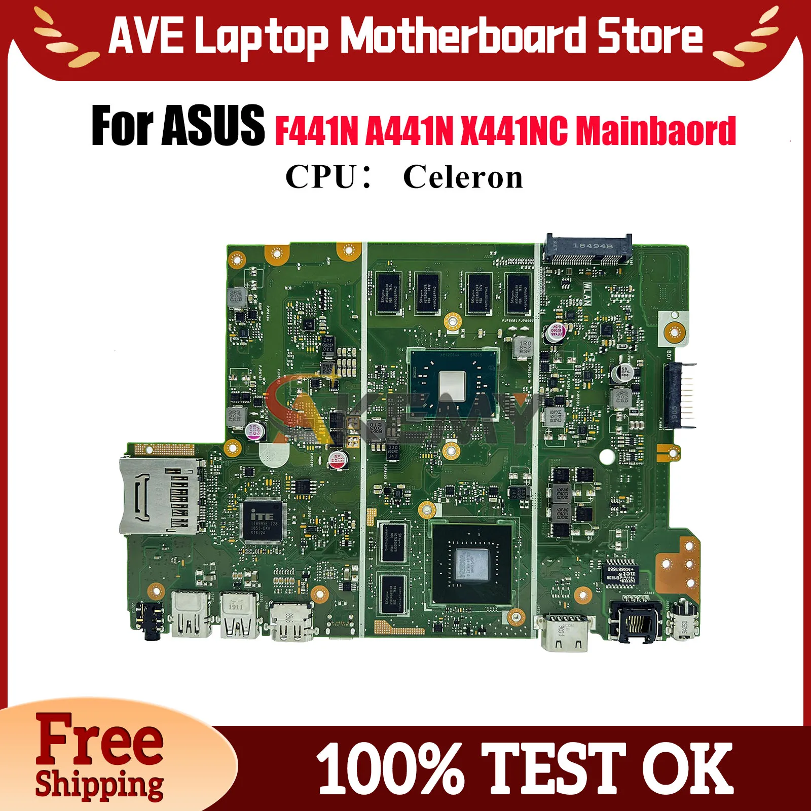 

Материнская плата для ноутбука X441NC для ASUS VivoBook F441N X441N X441NC A441N, материнская плата для ноутбука с процессором Celeron, 100% тестирование, ОК, быстрая доставка