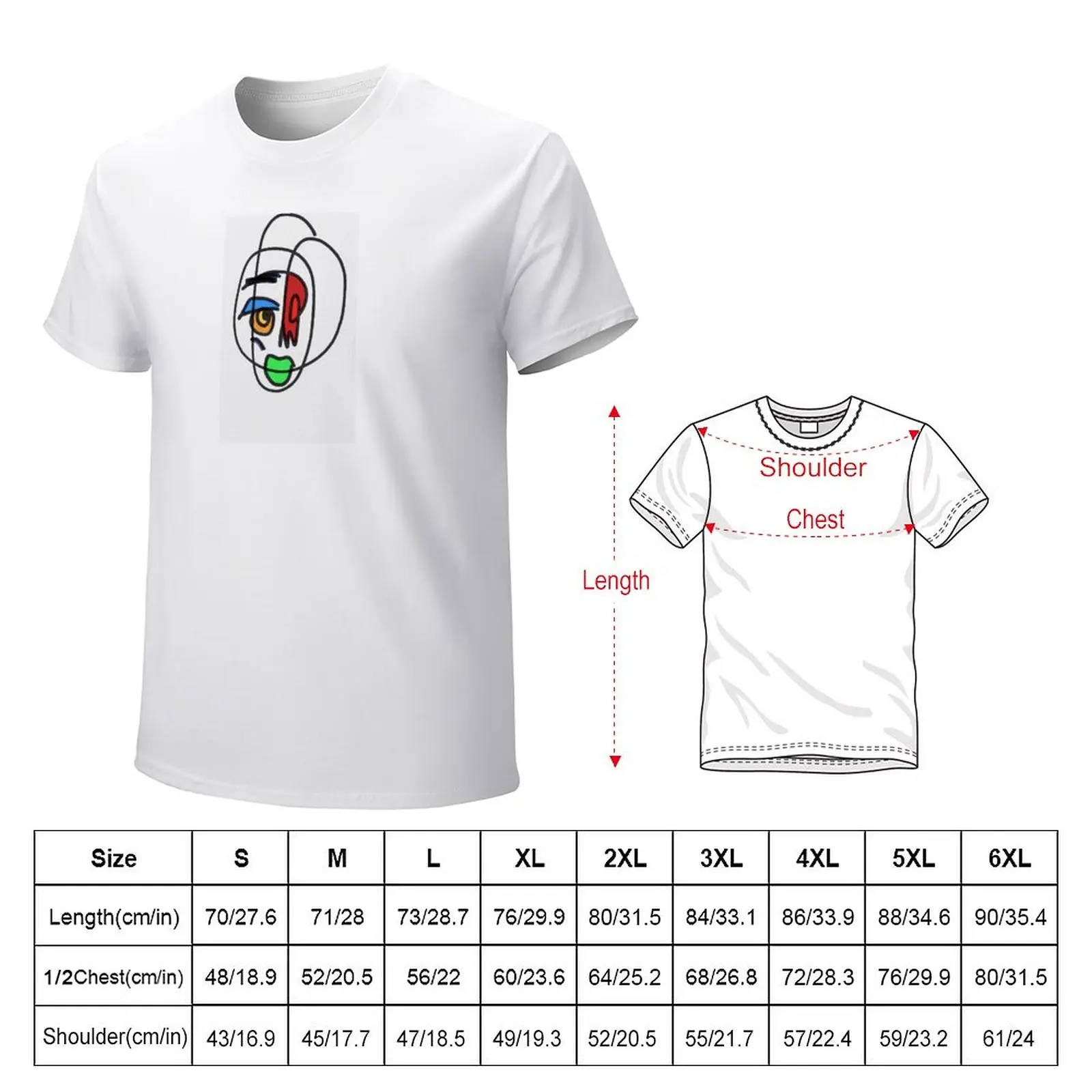 Chromatic One Line Abstract Portrait T-Shirt cute clothes quick-drying T-shirt men