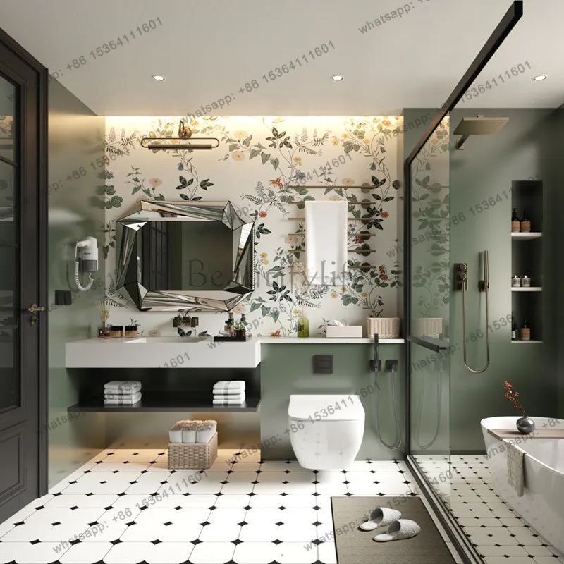 Square countertop, backless self-adhesive hanging cutting, waterproof rounded corner countertop hanging bathroom mirror