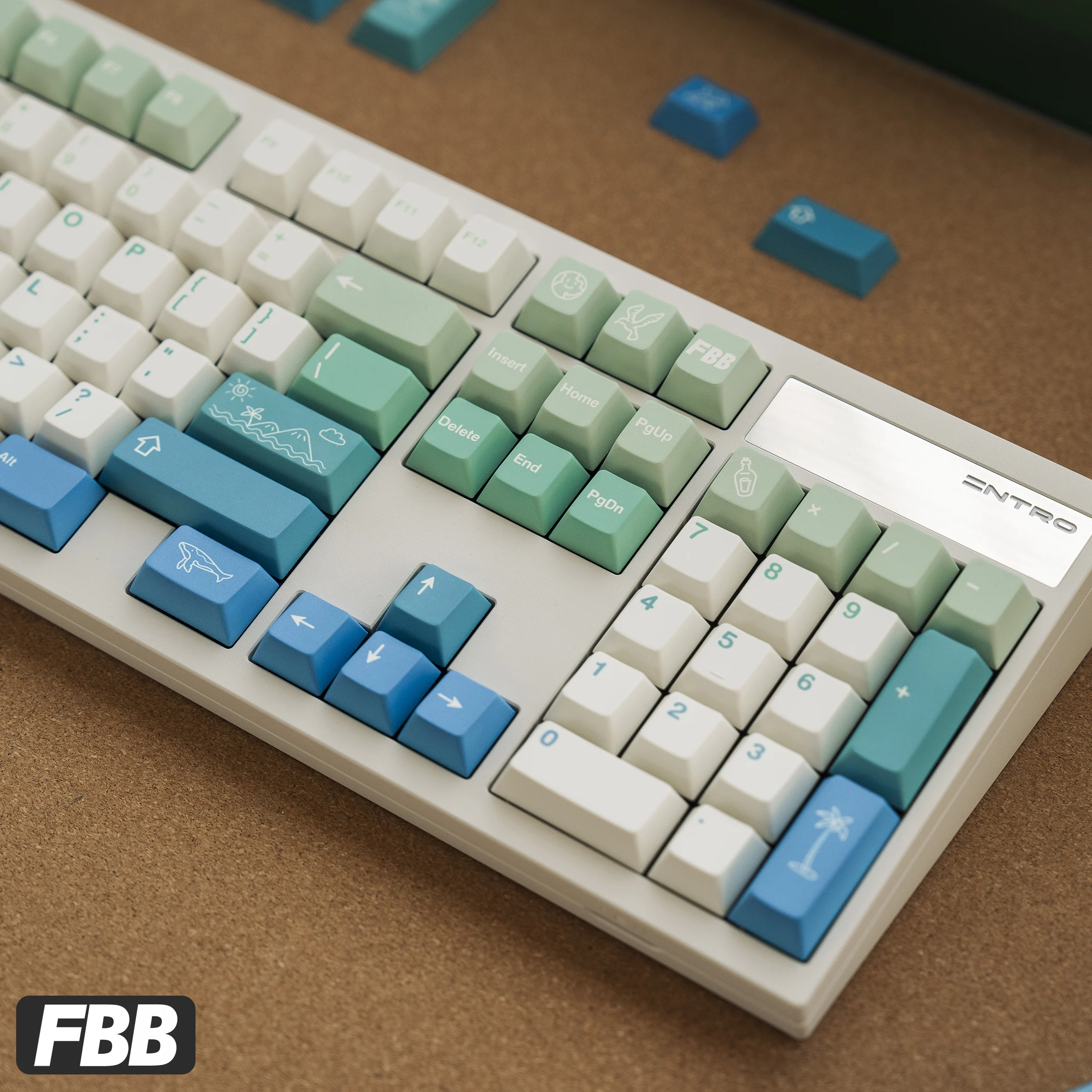 

FBB Keycap Island R2 ummer Seaside Sublimation PBT Customized Mechanical Keyboard Key Caps Gradient Blue Green DIY Kit