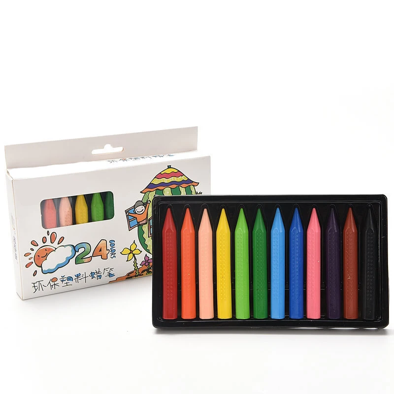 12-color and 24-color Triangular Crayon Art Drawing Pens and Doodling Colored Washed Crayon Stationery