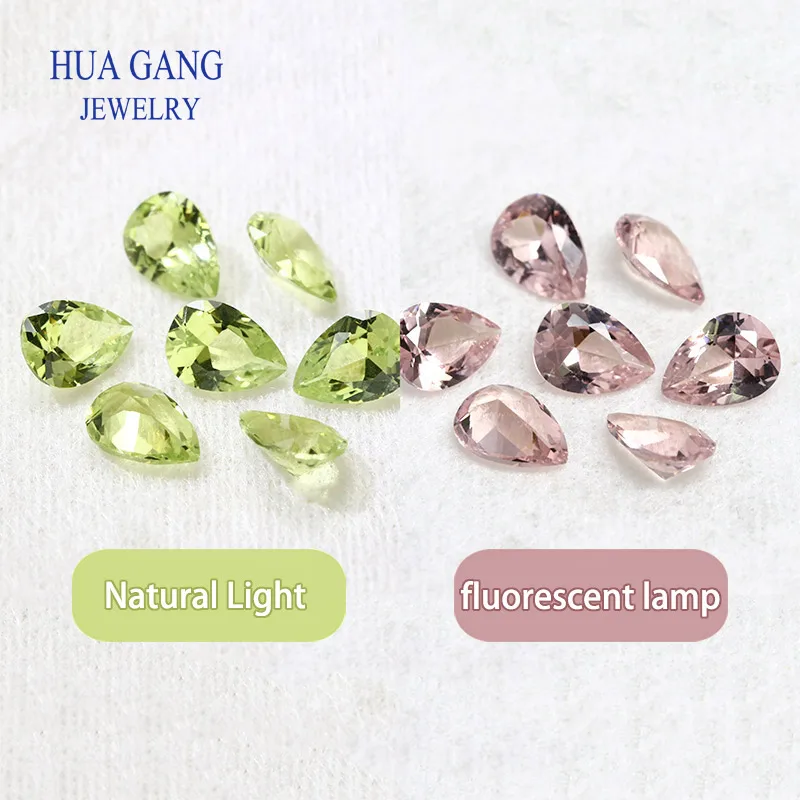 Color changing gemstone 205# 204# Alexander Stone Nano Discoloration Oval pear Shape Synthetic Gems For Jewelry